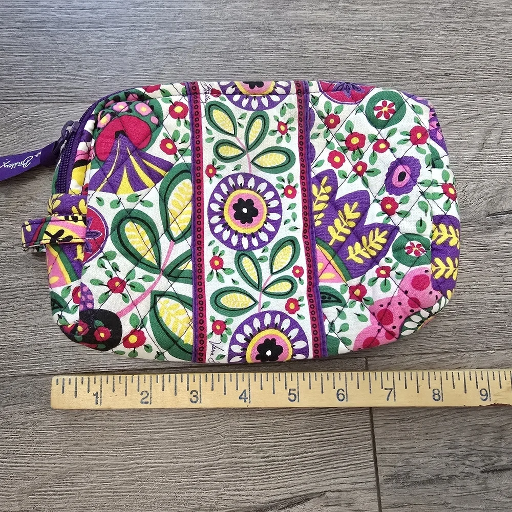 Vera Bradley Zipper Cosmetic Bag Floral Colorful Travel Vacation Beach Pool